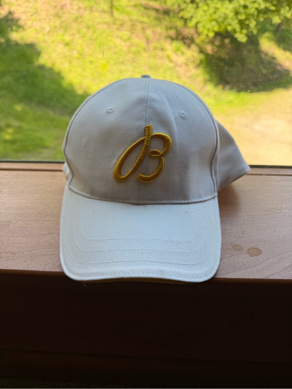 Breitling White Cap with Gold Embroidery and Metal Accent